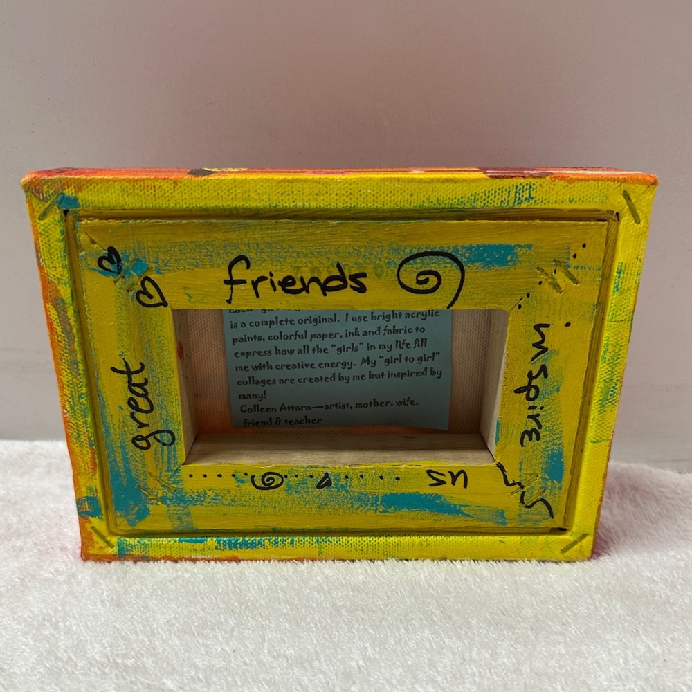 Art Original “Girl to Girl Mixed Media Collage” Friends Frame by Colleen Attara